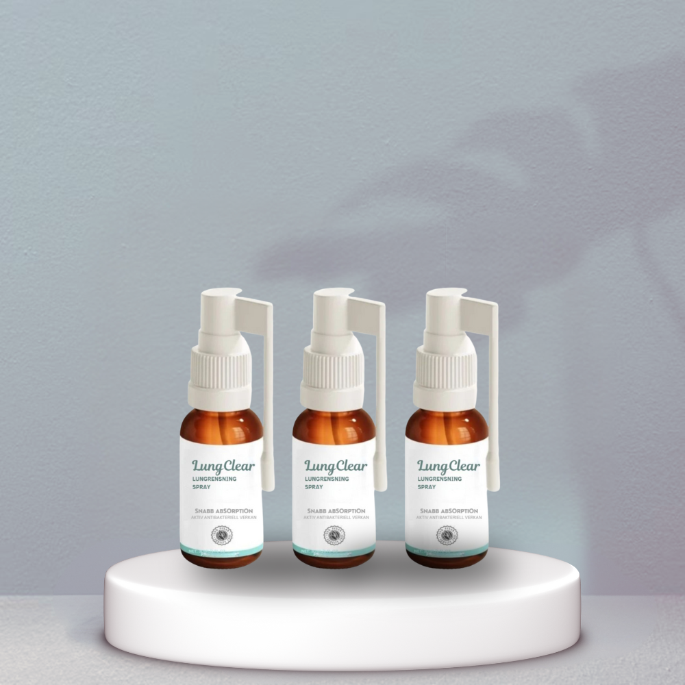 LungClear™ Spray | avlägsnar 96% av slem som fastnat i lungorna på 2 minuter