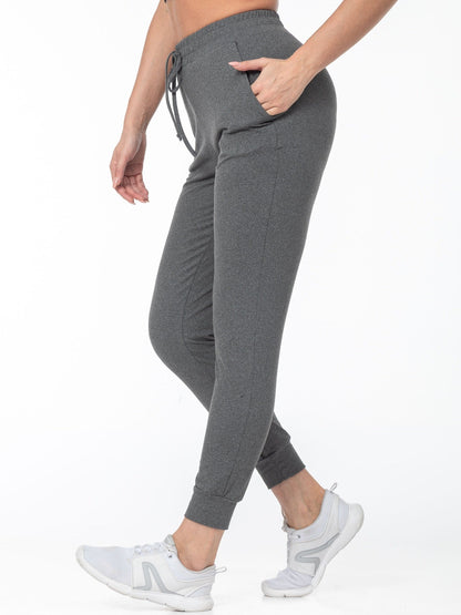 Lara | Zwarte casual sportbroek met hoge taille en zakken