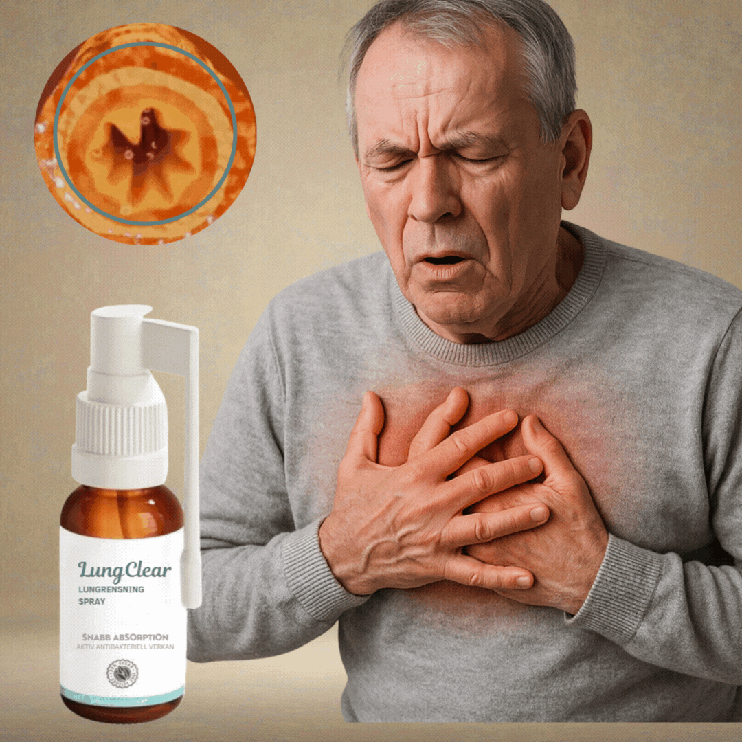 LungClear™ Spray | avlägsnar 96% av slem som fastnat i lungorna på 2 minuter
