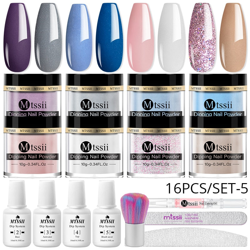 GlitterGlow Nail Powder™ - Set med skimrande dekorationer för nagelkonst
