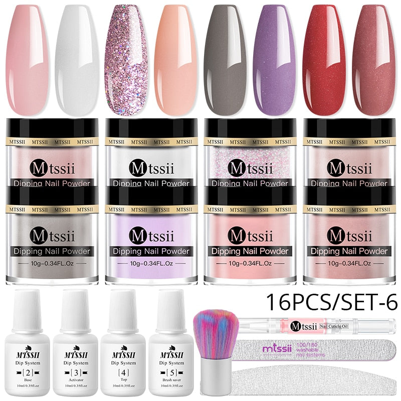 GlitterGlow Nail Powder™ - Set med skimrande dekorationer för nagelkonst