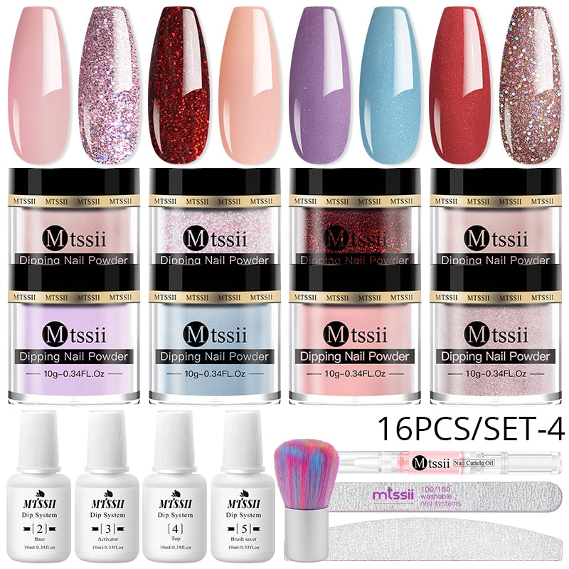 GlitterGlow Nail Powder™ - Set med skimrande dekorationer för nagelkonst