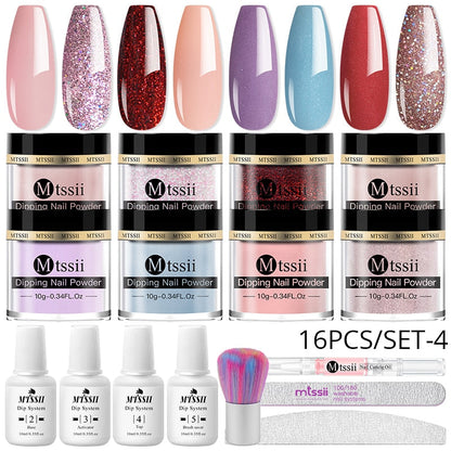 GlitterGlow Nail Powder™ - Set med skimrande dekorationer för nagelkonst