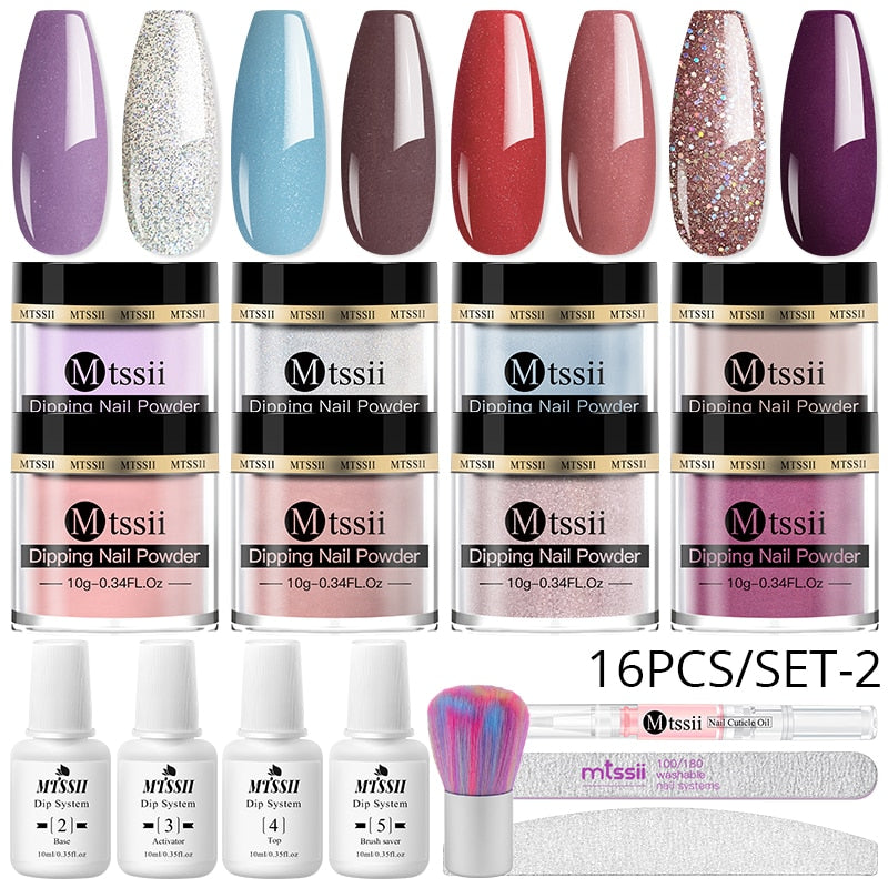 GlitterGlow Nail Powder™ - Set med skimrande dekorationer för nagelkonst