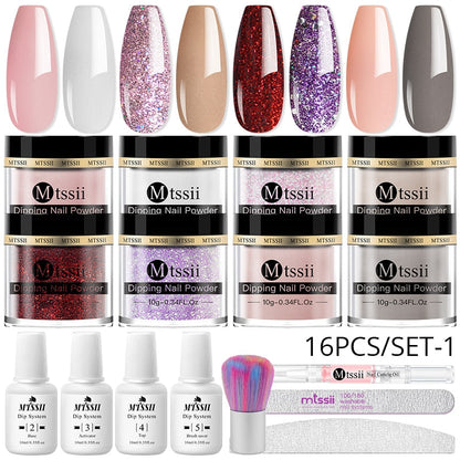 GlitterGlow Nail Powder™ - Set med skimrande dekorationer för nagelkonst