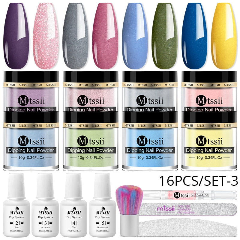 GlitterGlow Nail Powder™ - Set med skimrande dekorationer för nagelkonst