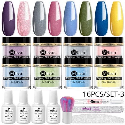 GlitterGlow Nail Powder™ - Set med skimrande dekorationer för nagelkonst
